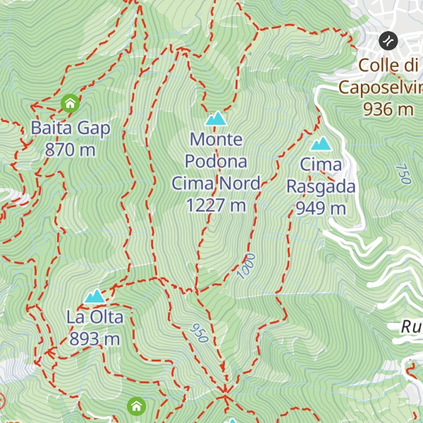 Map of Monte Podona - Cima Sud