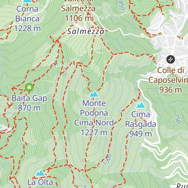 Map of Monte Podona Cima Nord