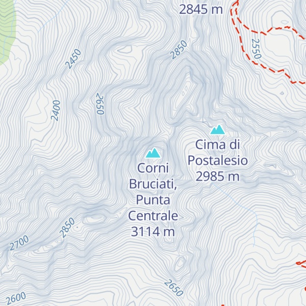 Map of Corni Bruciati, Punta Centrale