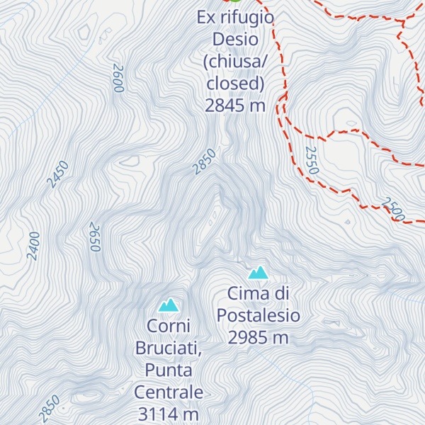 Map of Corni Bruciati, Punta Nord - Est