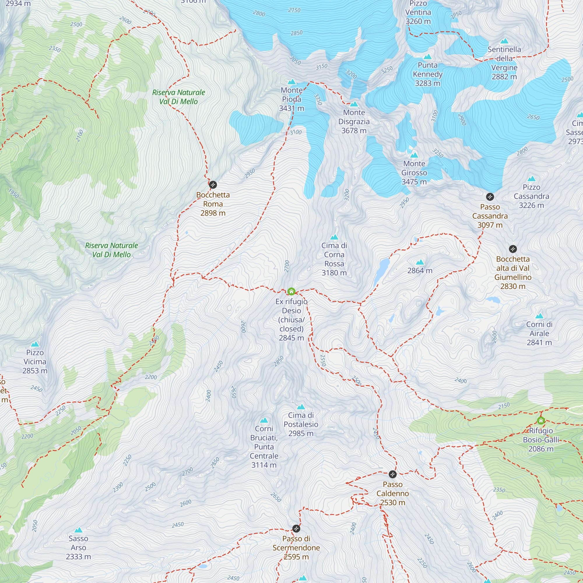 Ex rifugio Desio (chiusa/closed) map