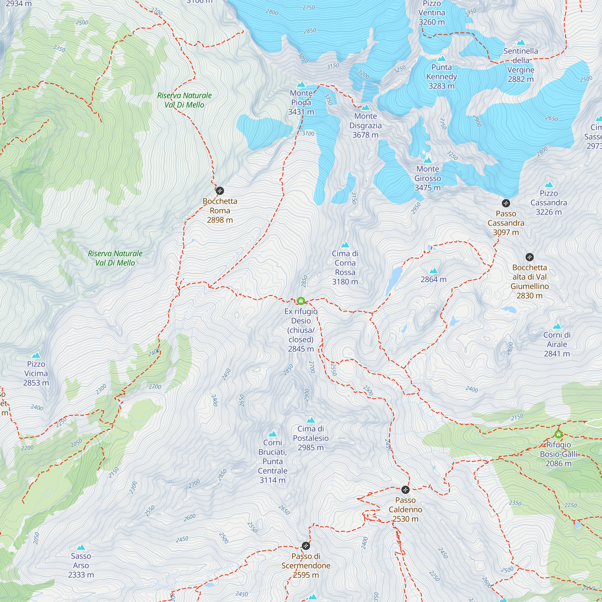 Ex rifugio Desio (chiusa/closed) map