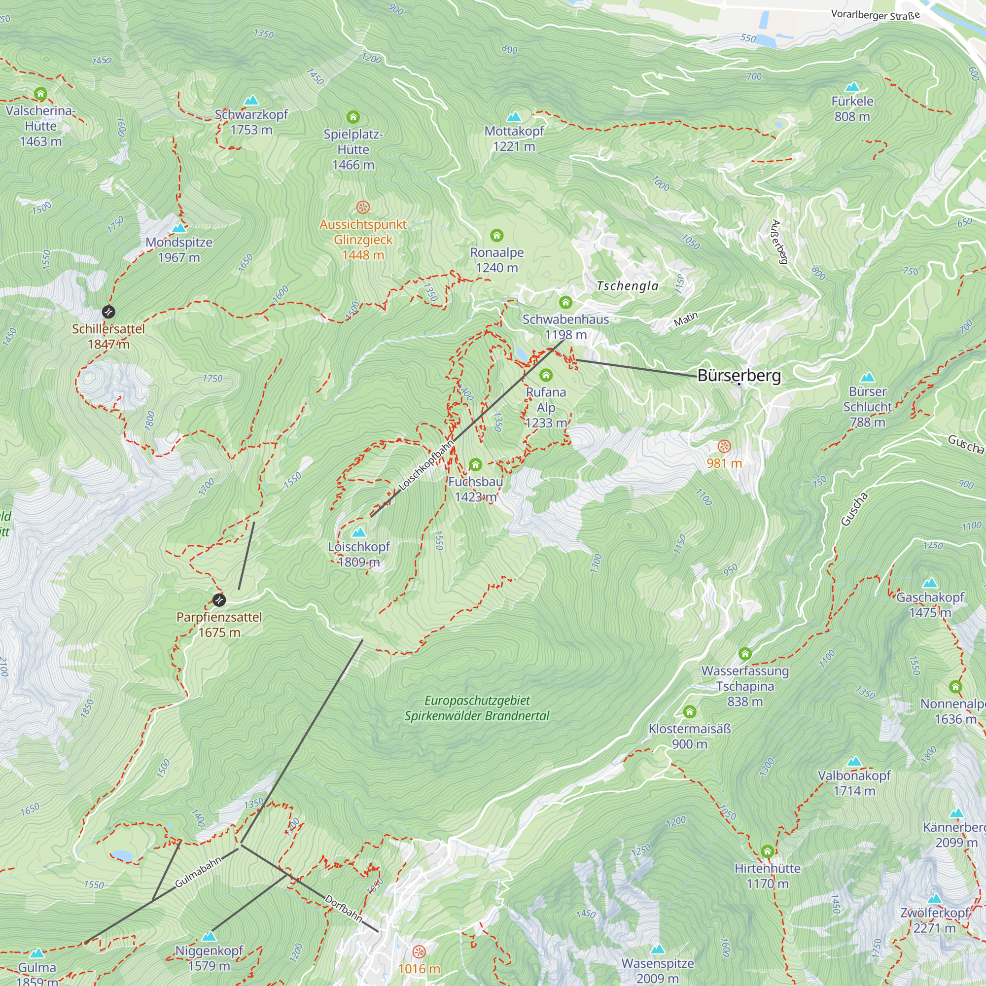 Naturfreunde-Hütte Tschengla map
