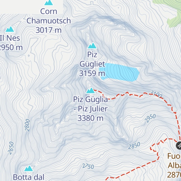 Map of Piz Güglia - Piz Julier
