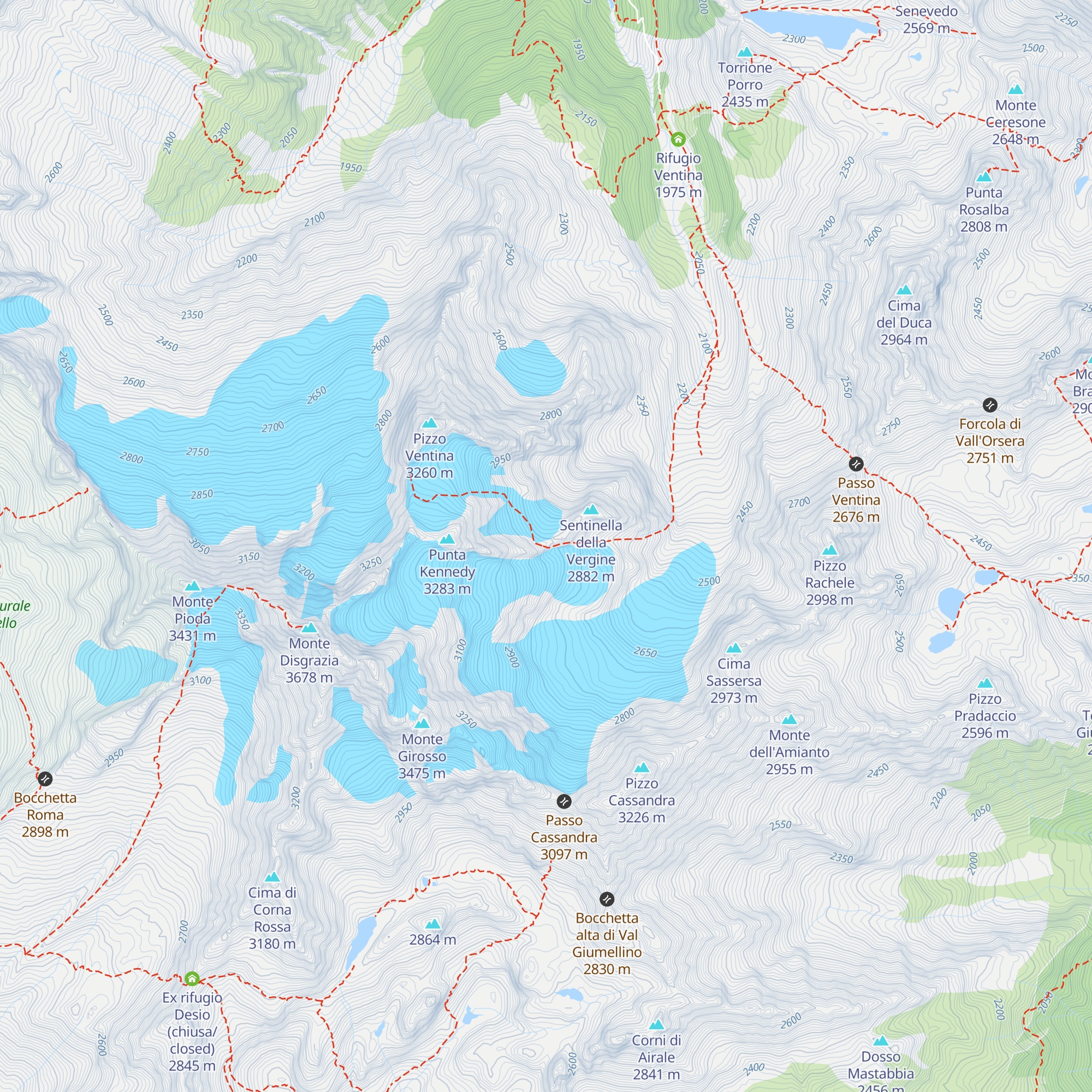 Bivacco Angelo Taveggia map