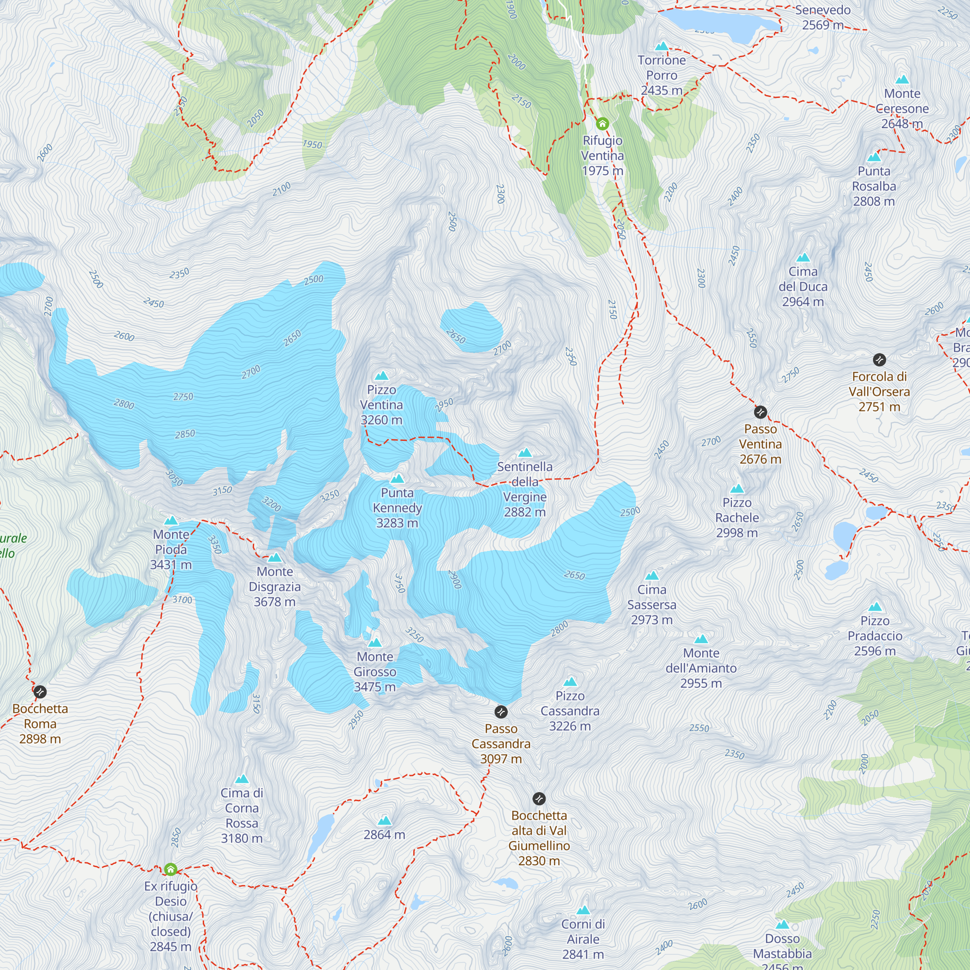 Bivacco Angelo Taveggia map