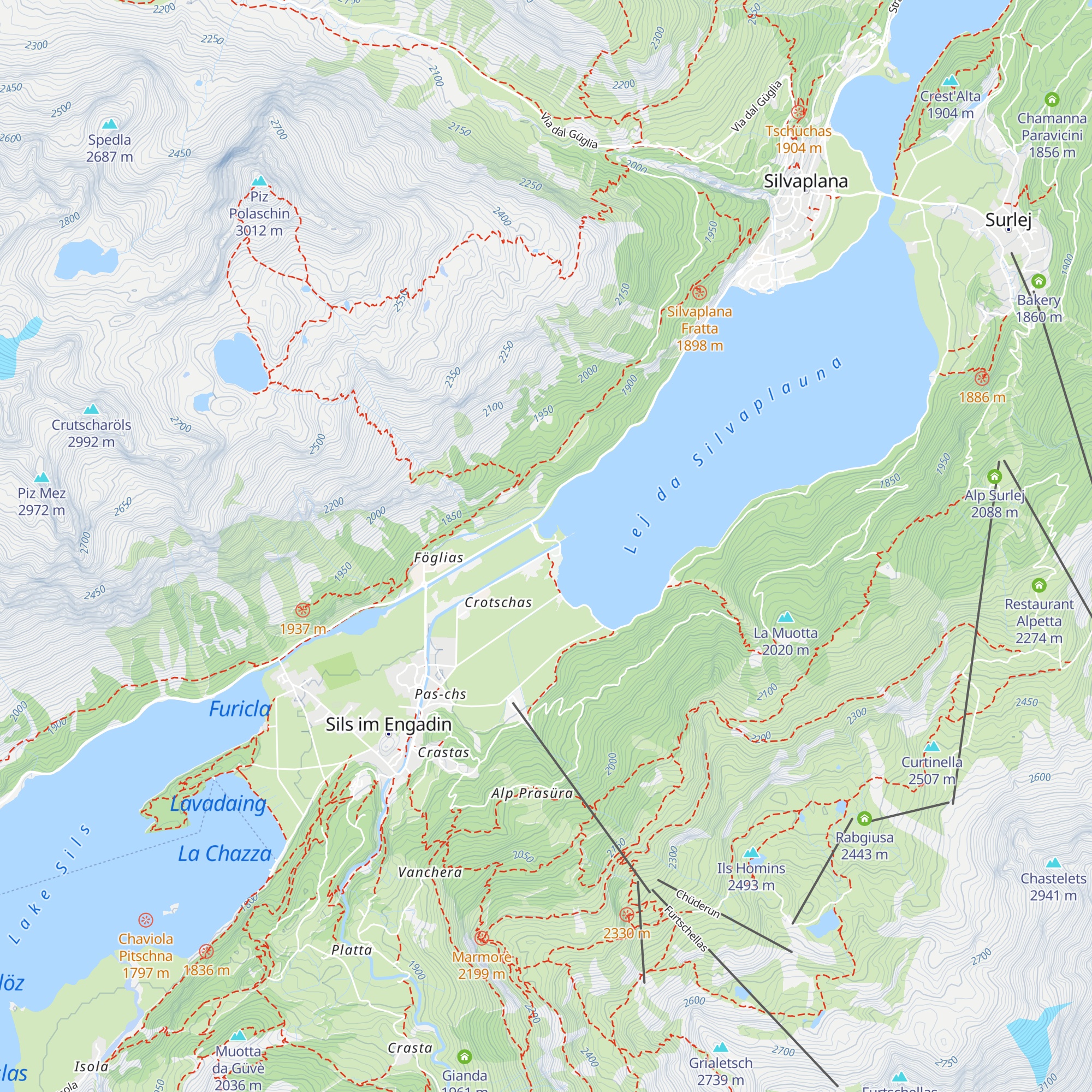 Beach Club Sils map