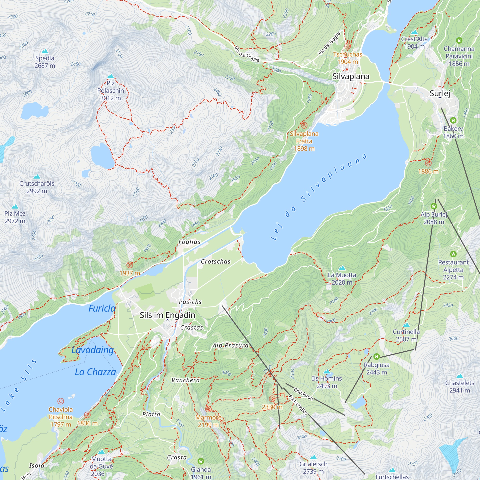 Wasserversorgung und ARA Sils i.E./Segl map