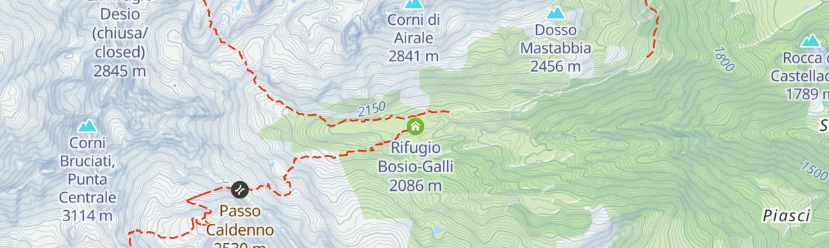 Map of the start of Sentiero Italia D22N - Stage Rifugio Bosio to Alpe Airale - Rifugio Gerli Porro to Alpe Ventina
