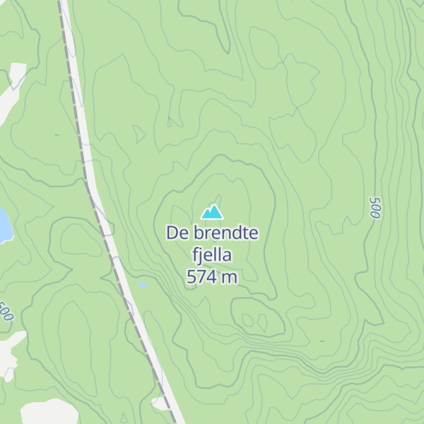 Map of De brendte fjella