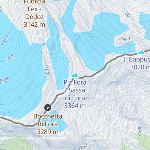 Map of Piz Fora / Sassa di Fora