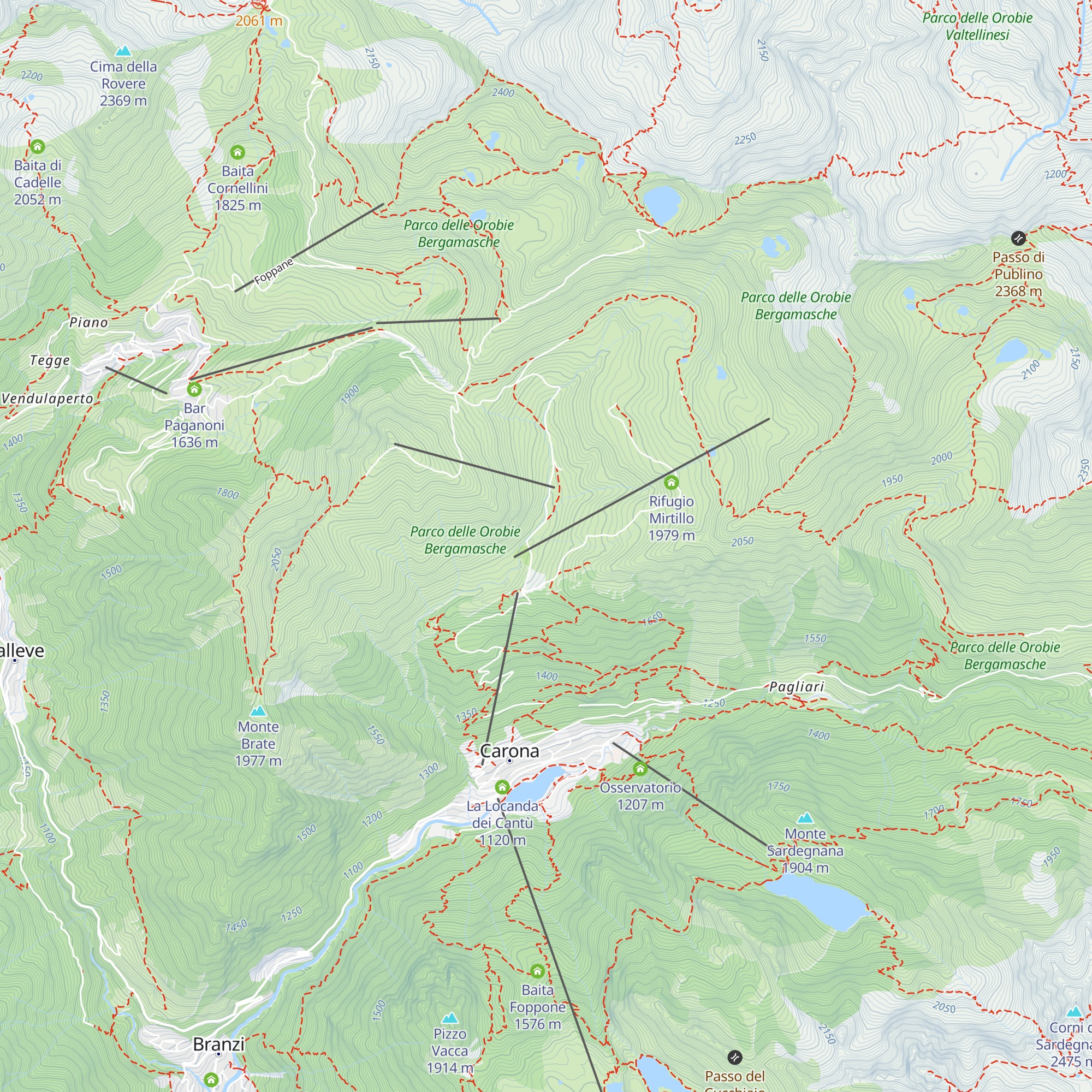 Rifugio Terre Rosse map