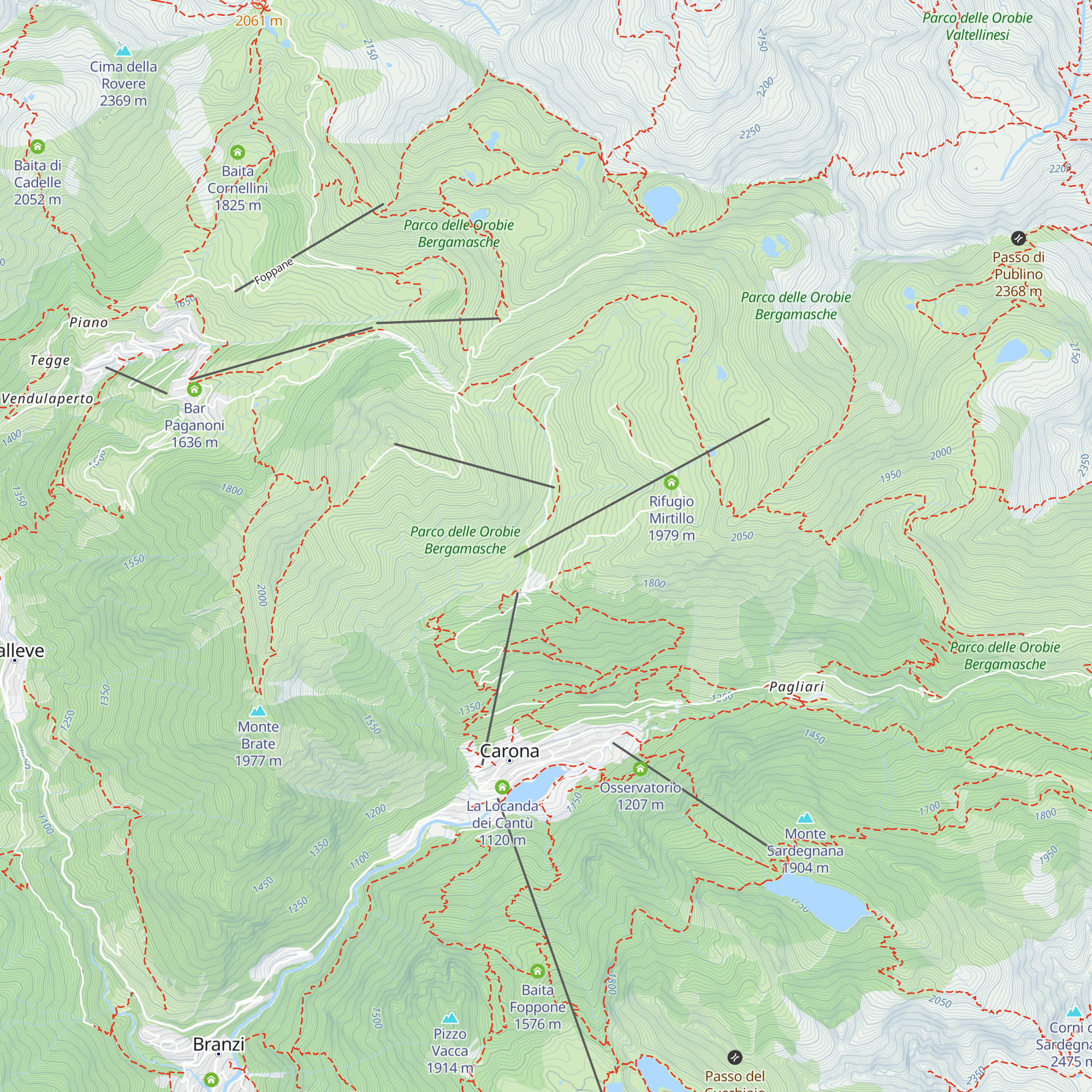 Rifugio Terre Rosse map