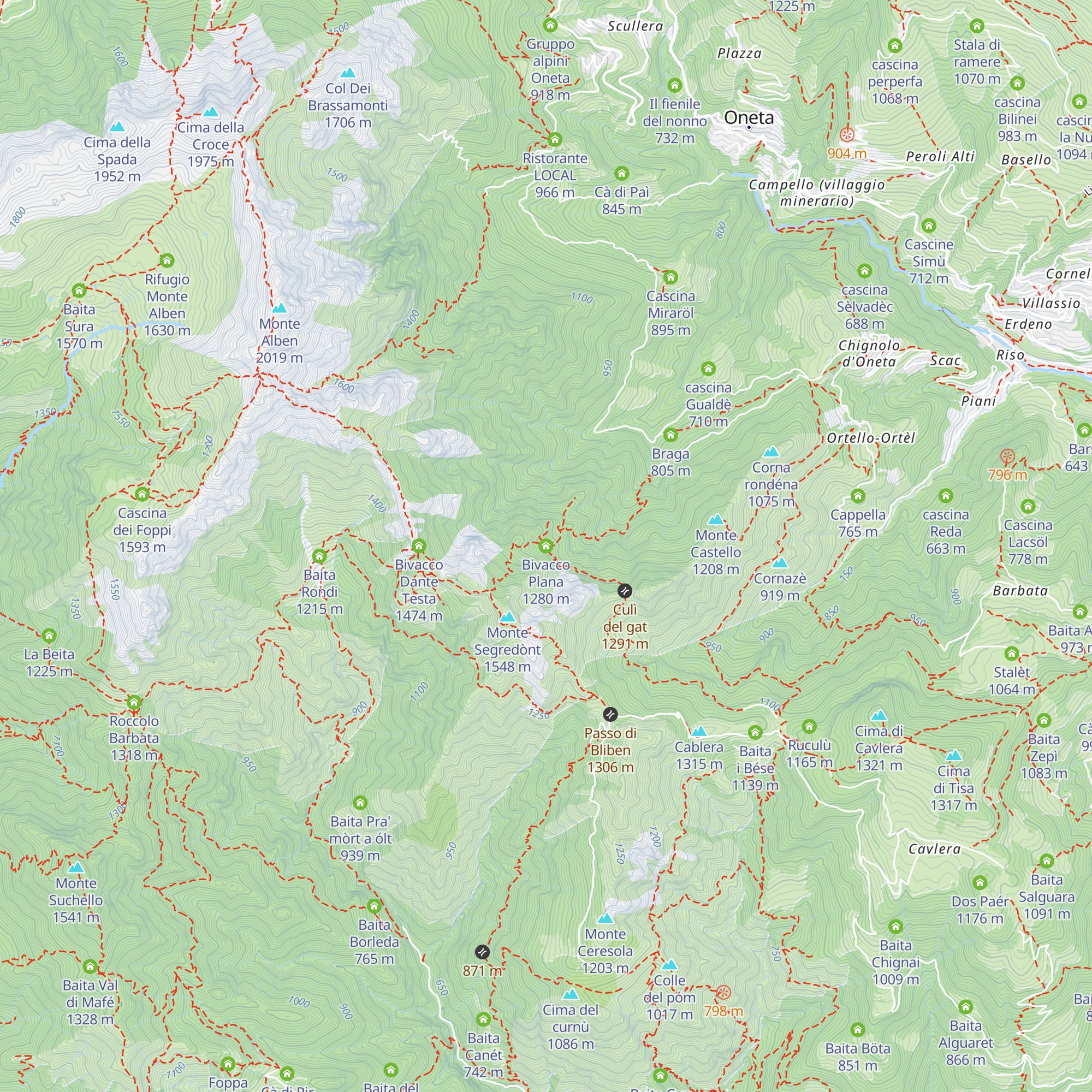 Bivacco Plana map