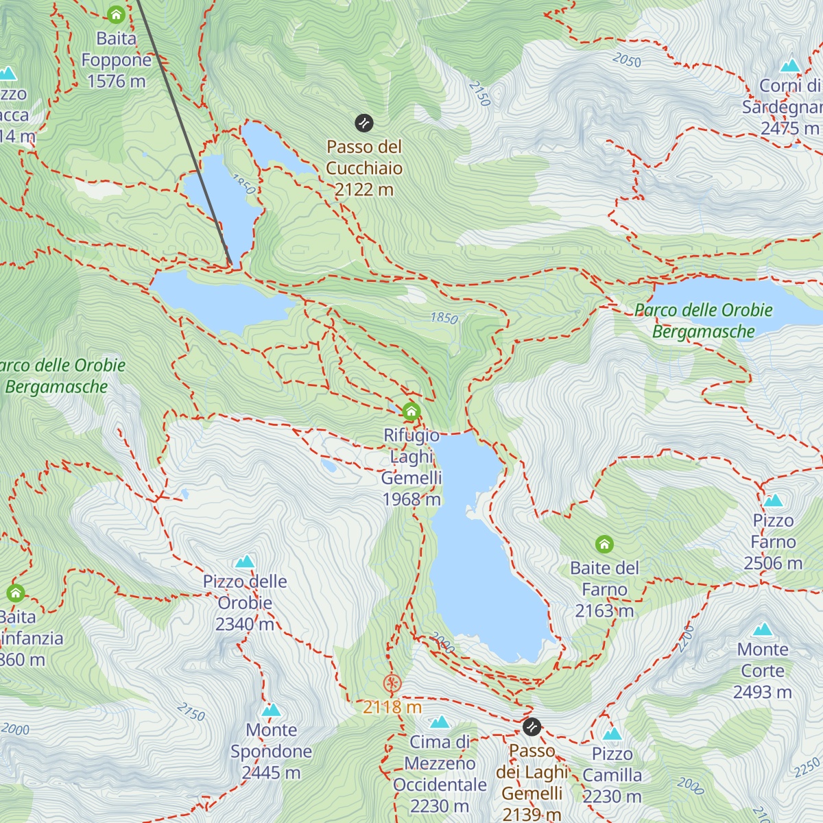Rifugio Laghi Gemelli map