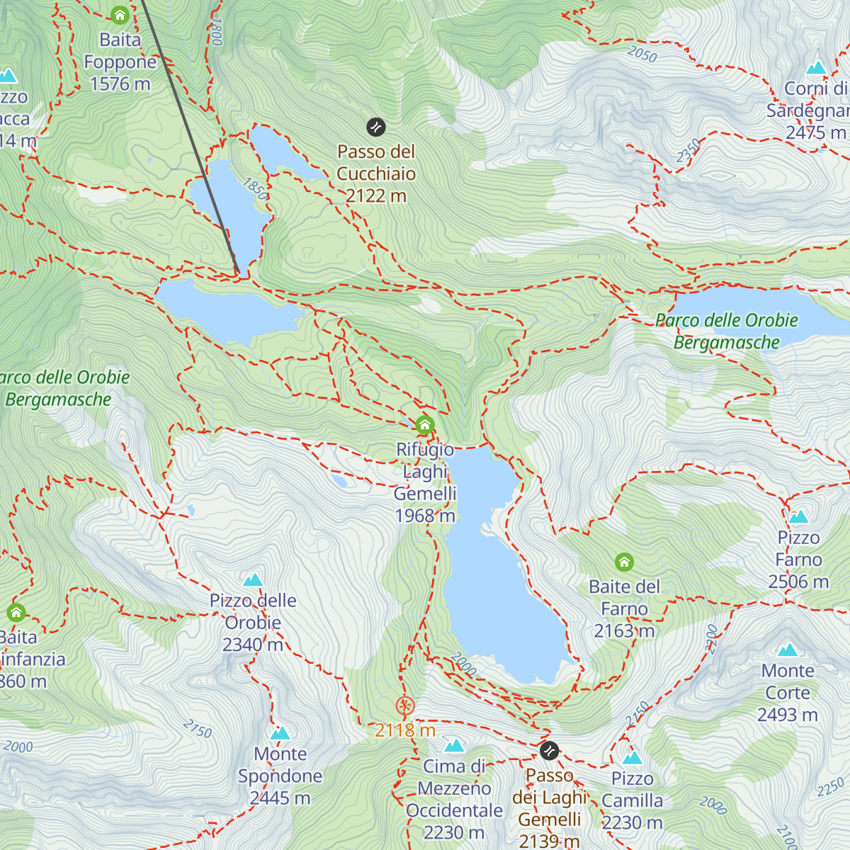 Rifugio Laghi Gemelli map