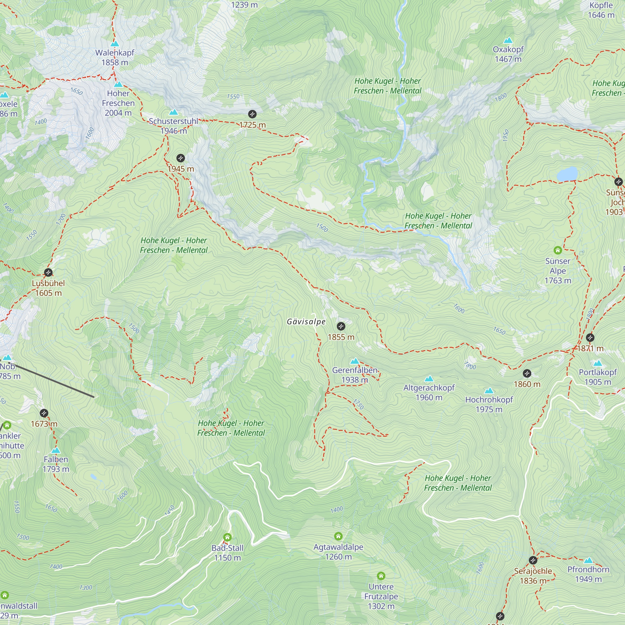 Alpe Gäfis map