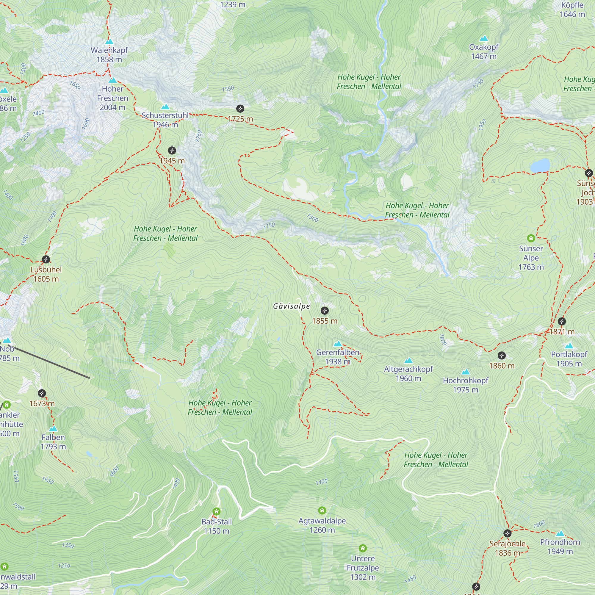 Alpe Gäfis map