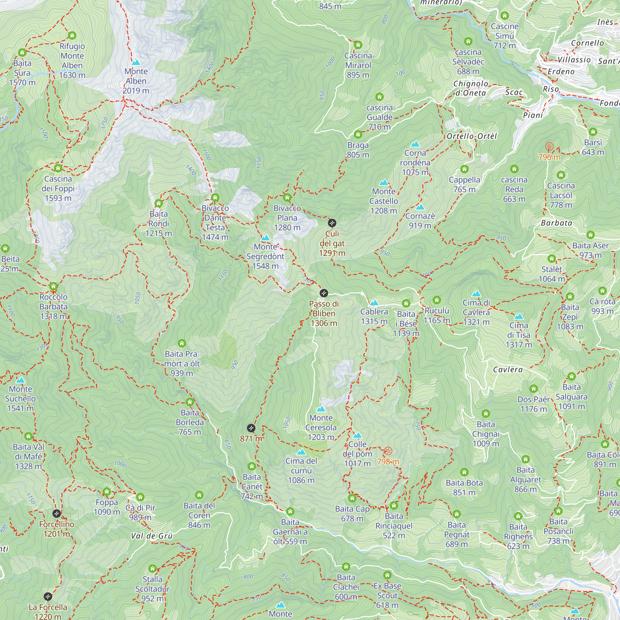 Baita Bliben a mèz map