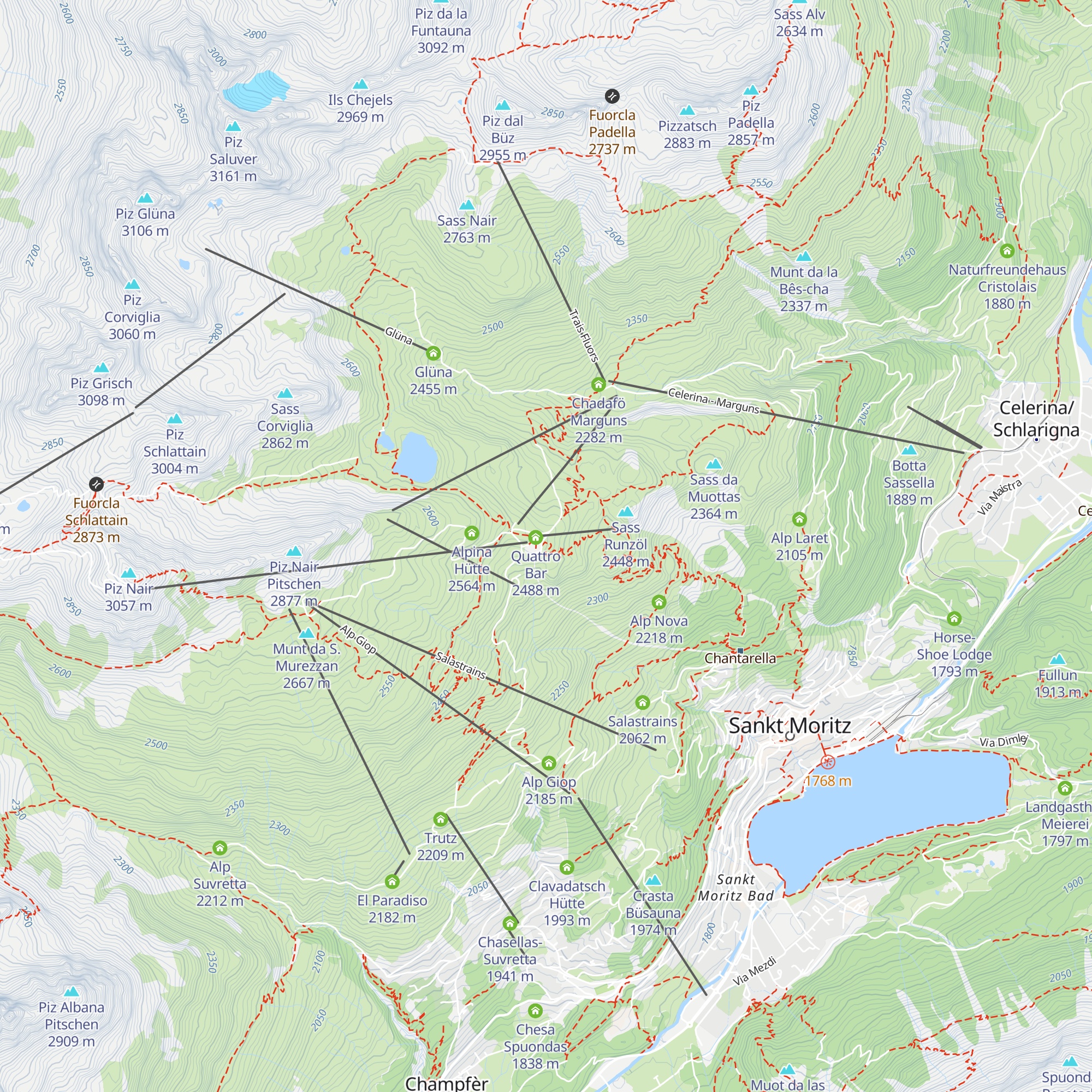 Corviglia Ski Club map
