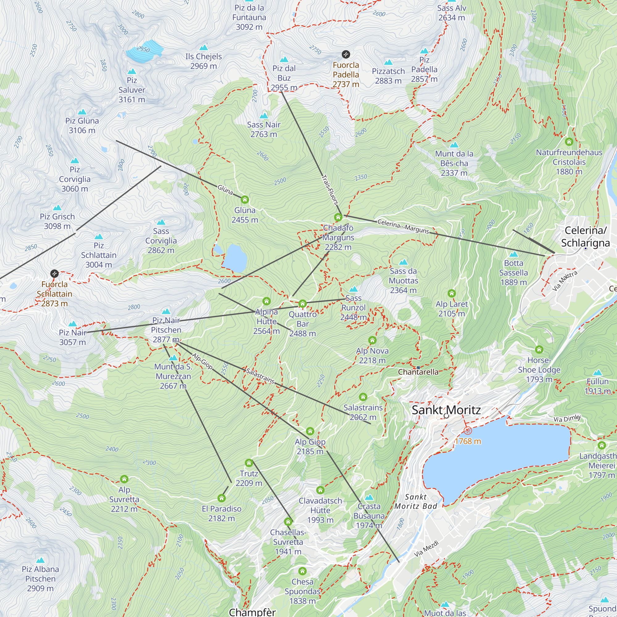 Corviglia Ski Club map