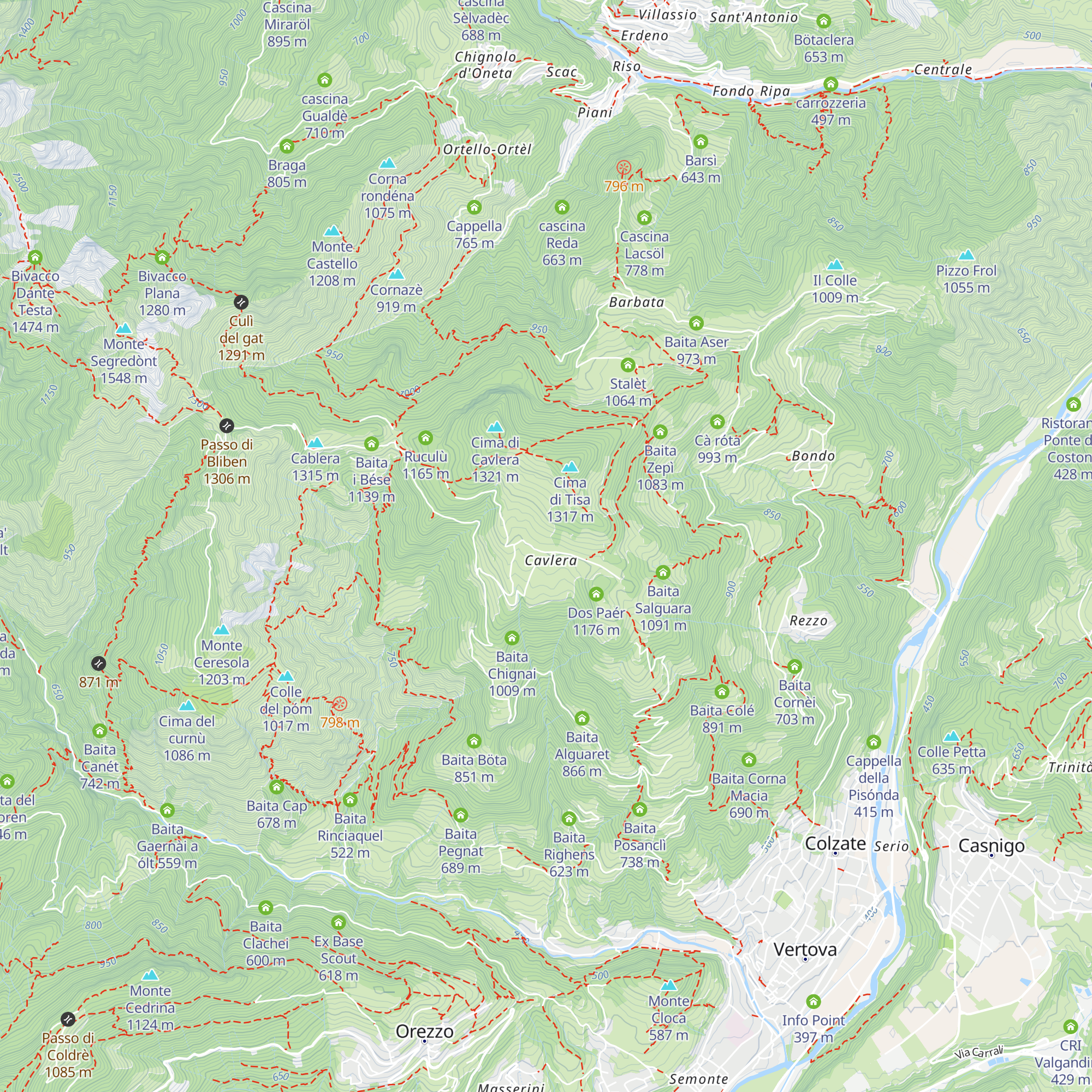 Rifugio Alpino Monte Cavlera map