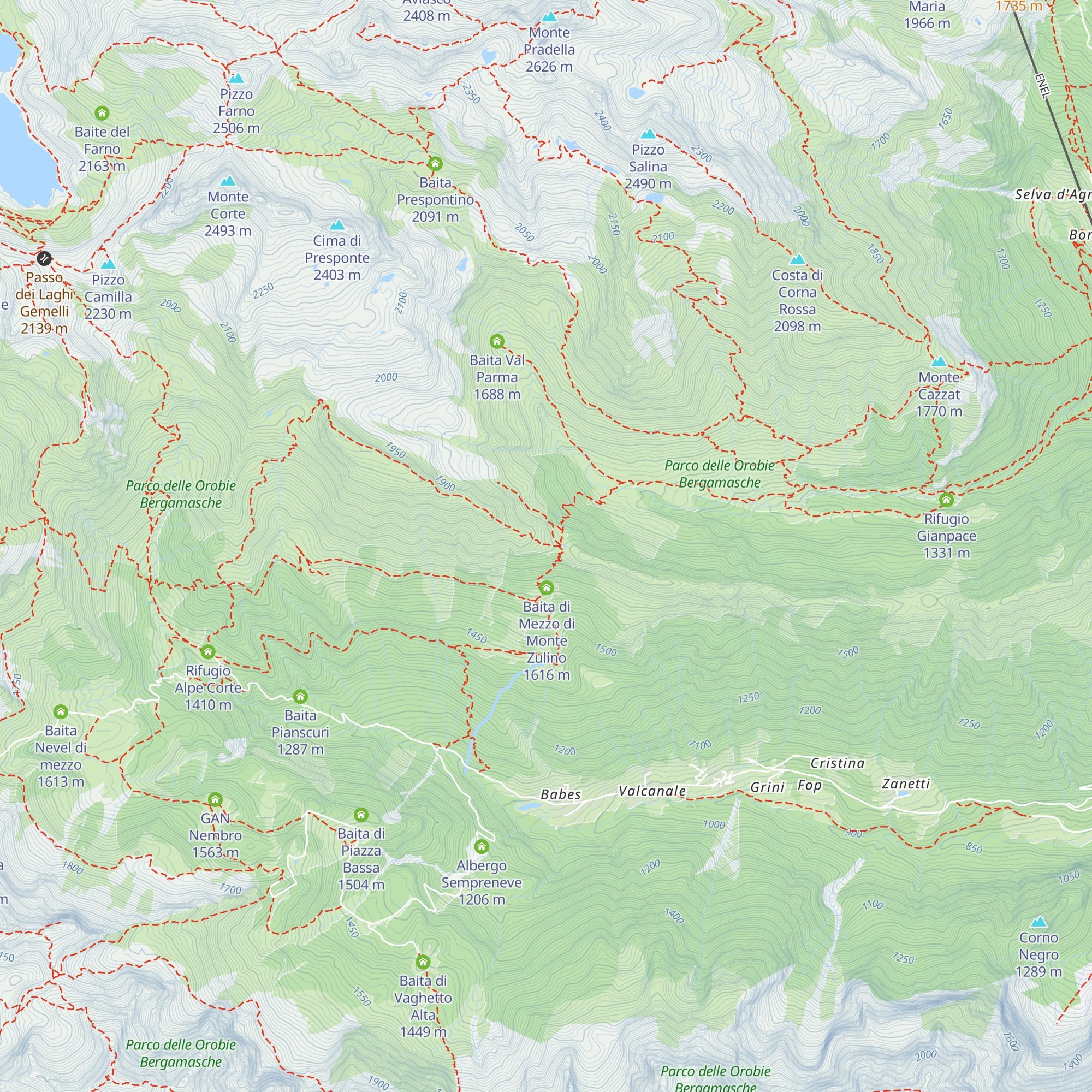 Baita alta monte Zulino map