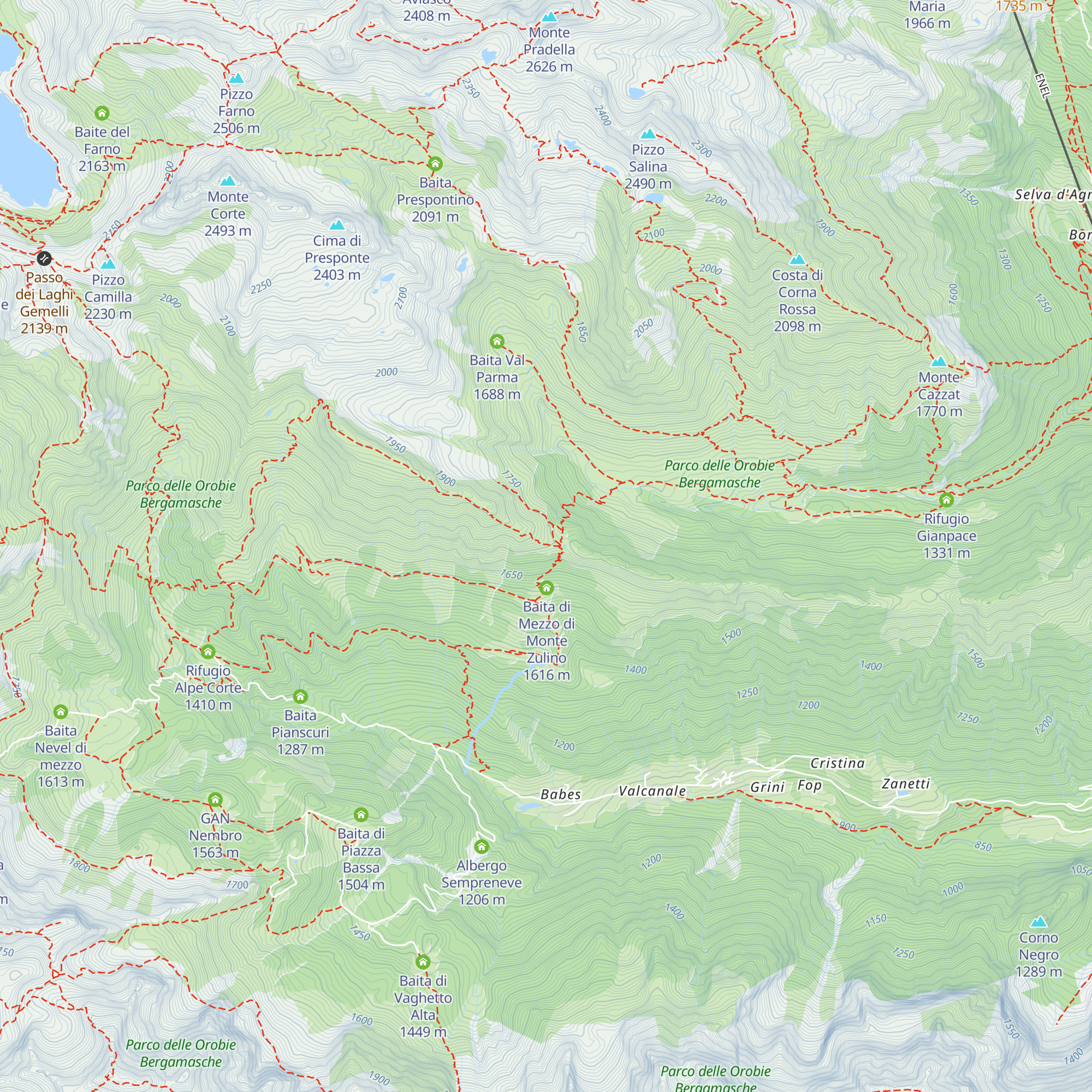 Baita alta monte Zulino map