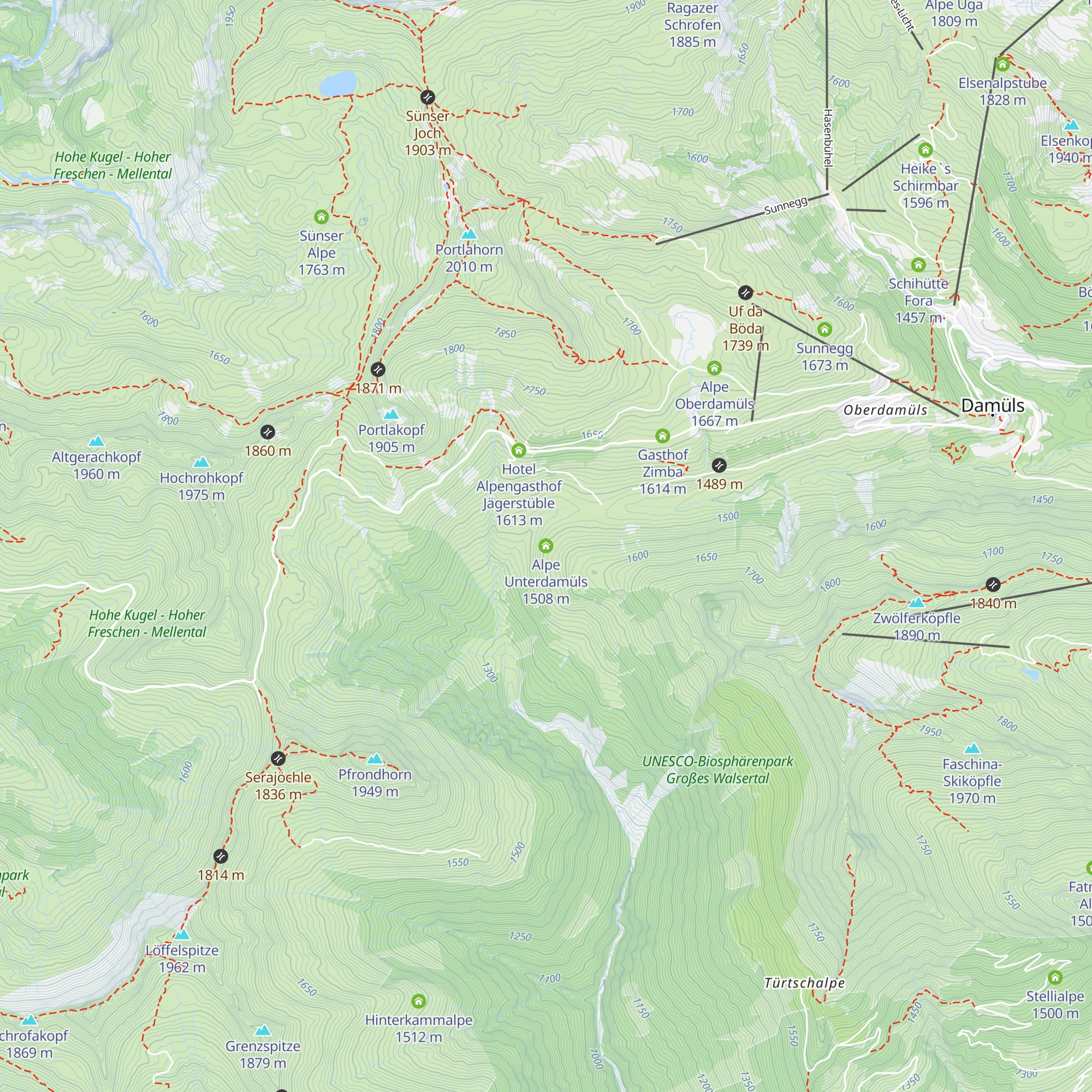Alpe Unterdamüls map