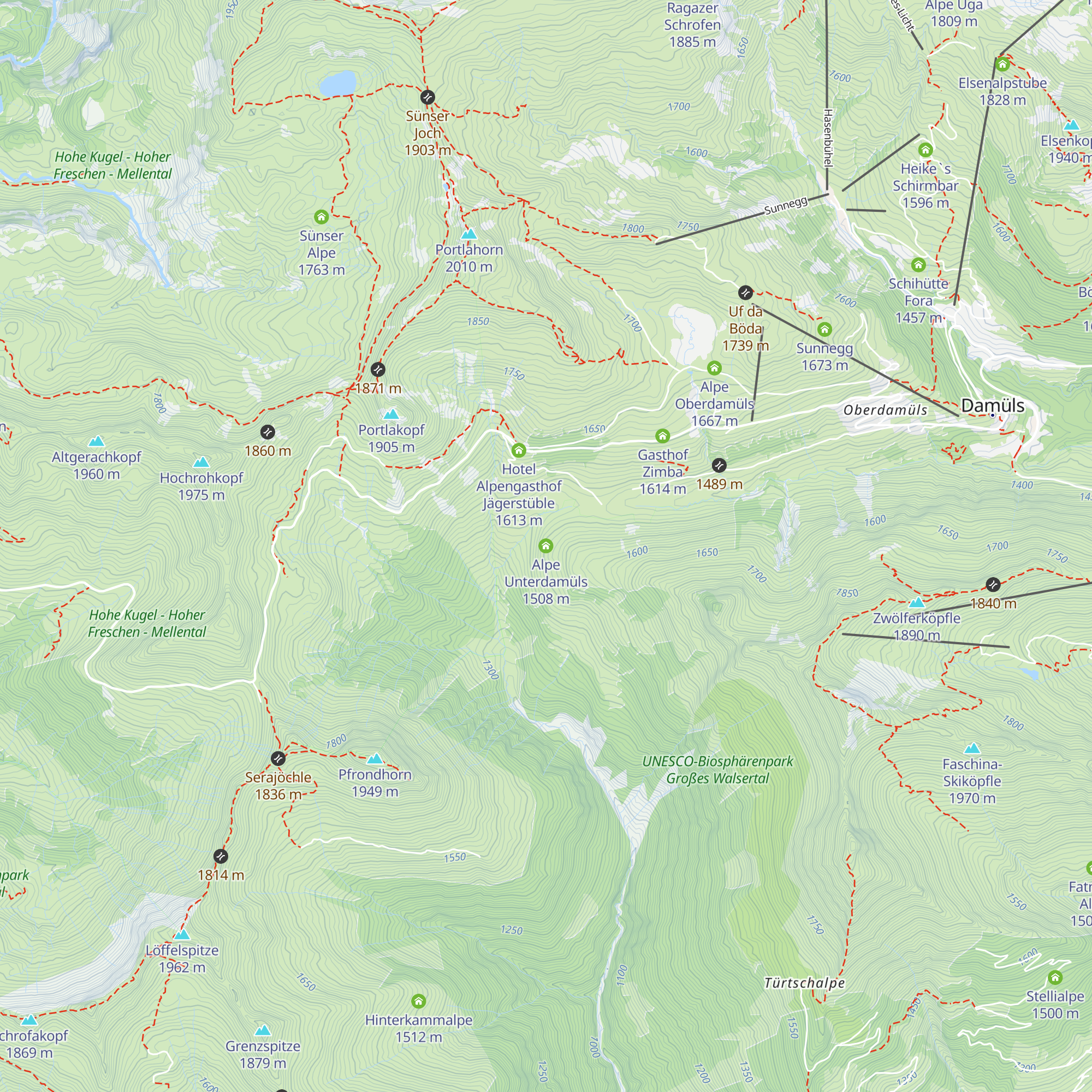 Alpe Unterdamüls map