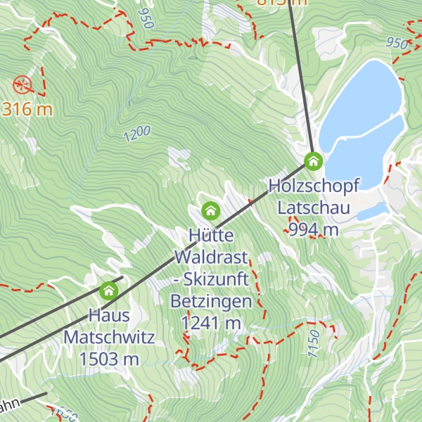Map of Hütte Waldrast - Skizunft Betzingen