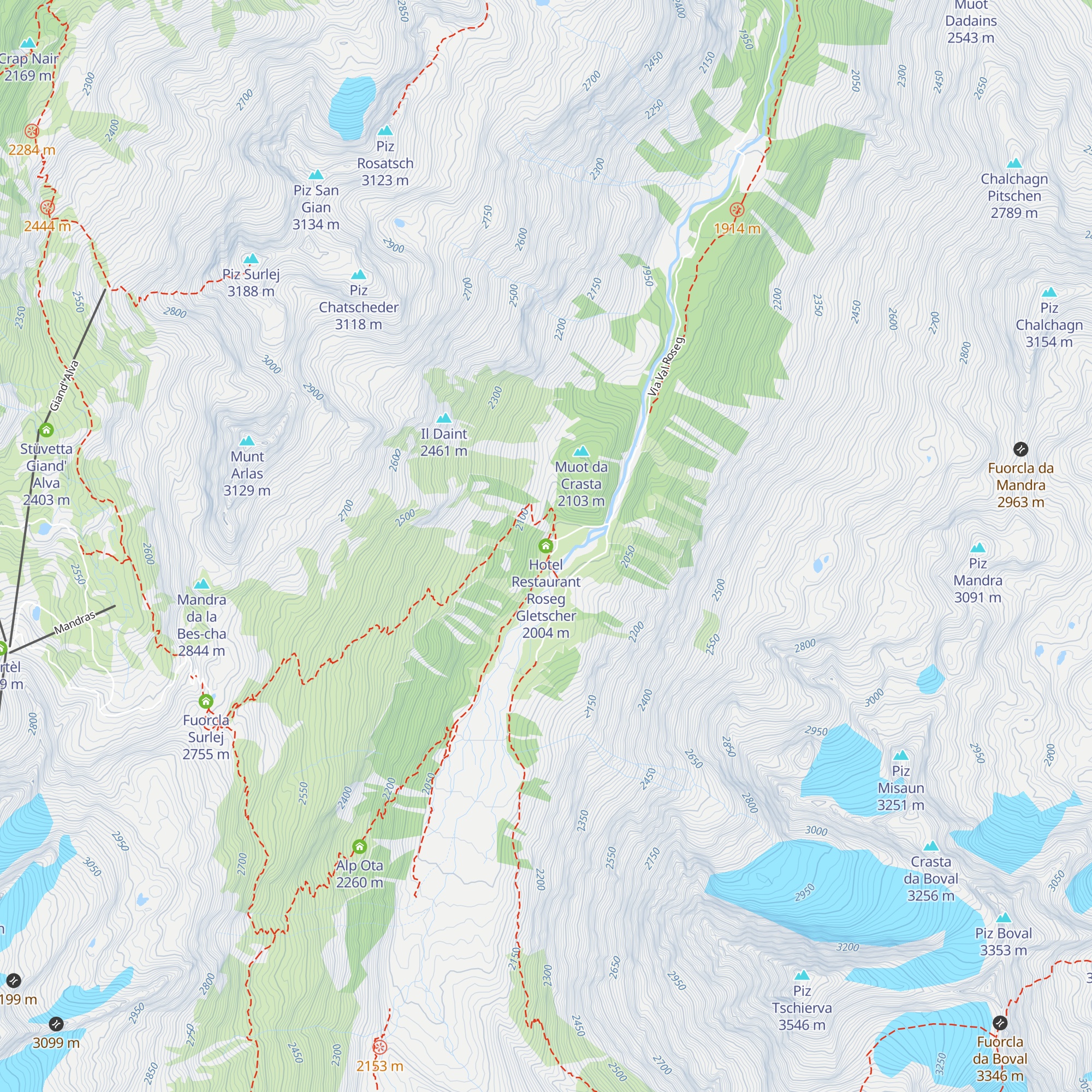 Hotel Restaurant Roseg Gletscher map