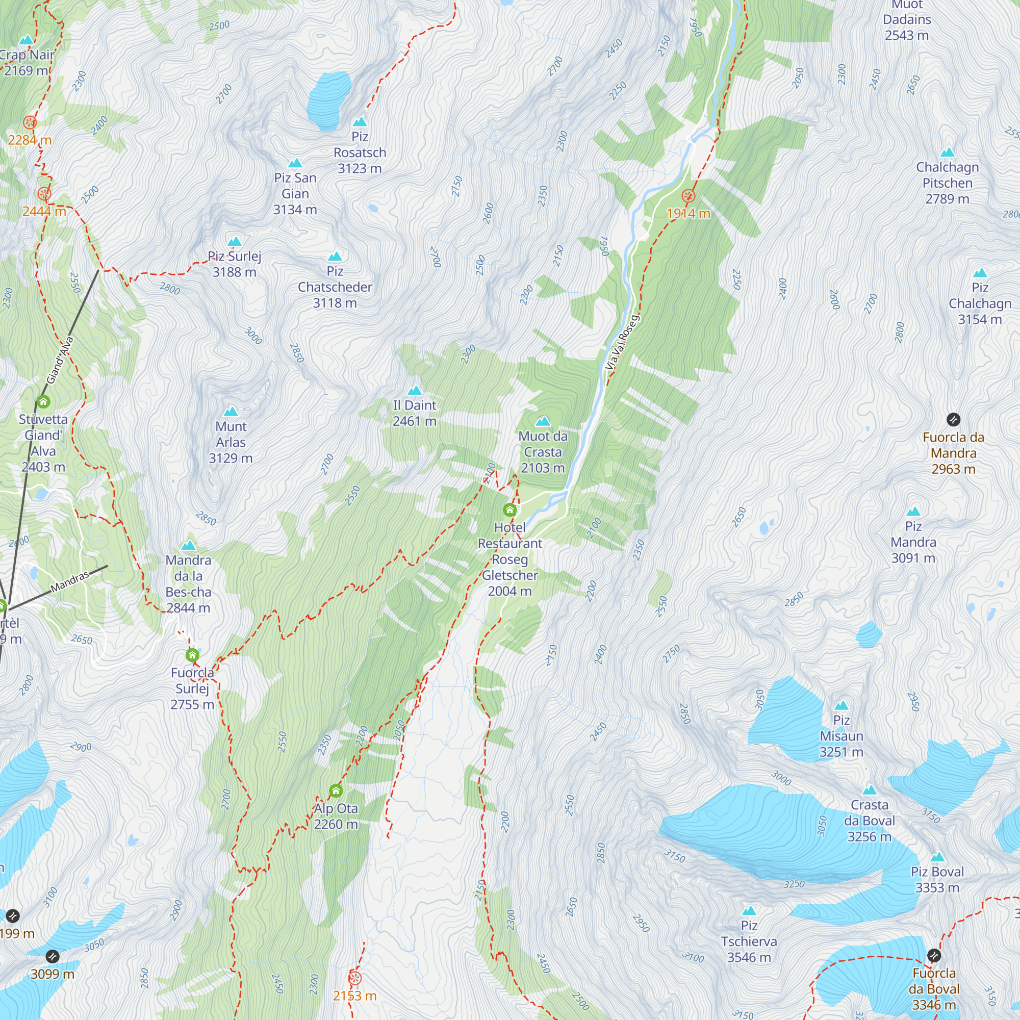 Hotel Restaurant Roseg Gletscher map
