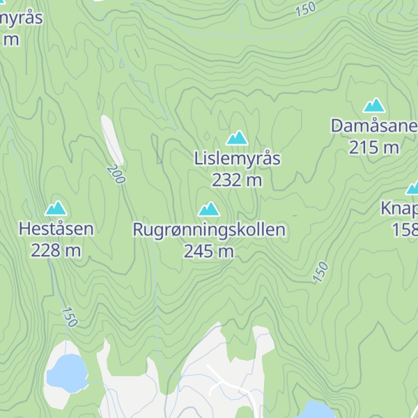 Map of Rugrønningskollen