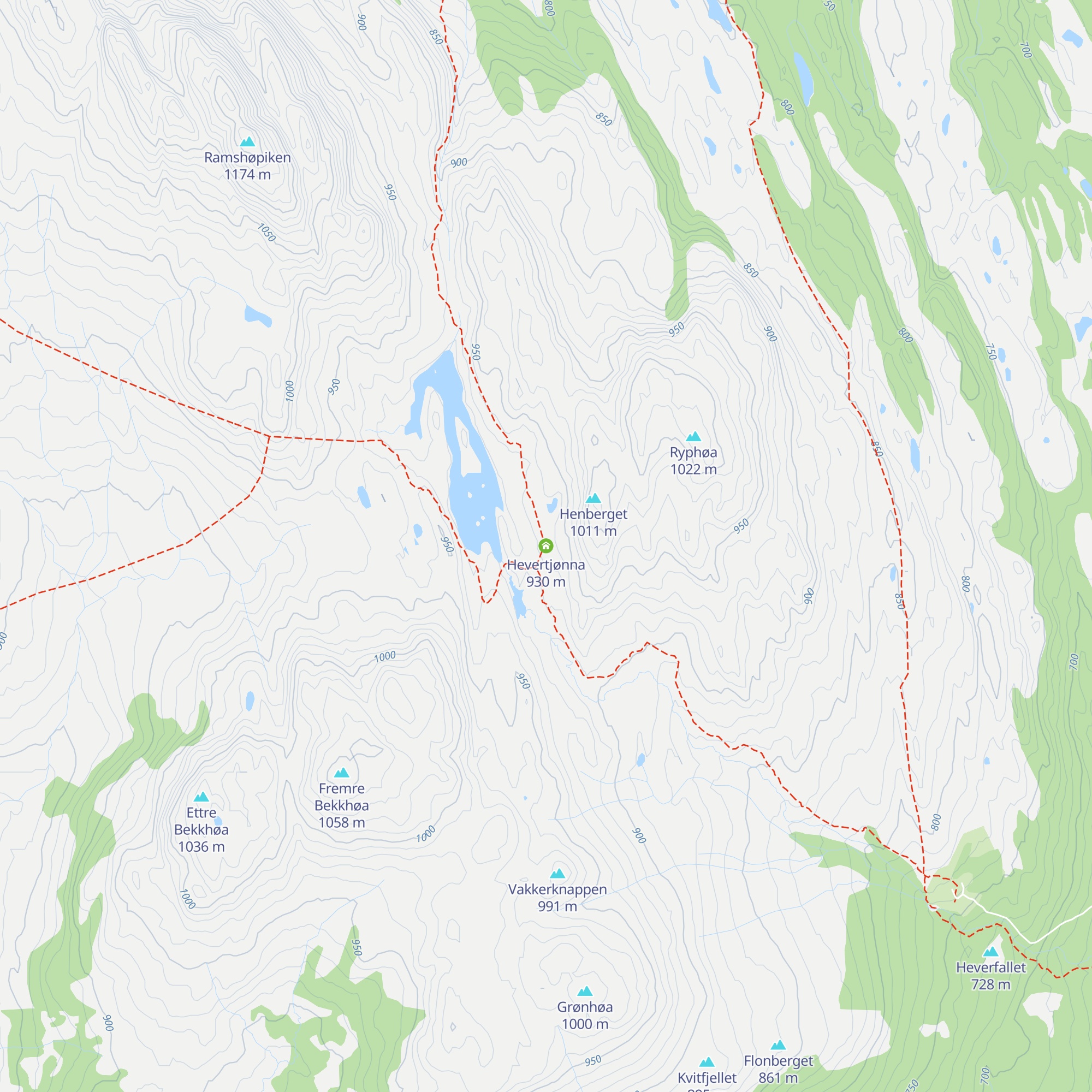 Hevertjønna map
