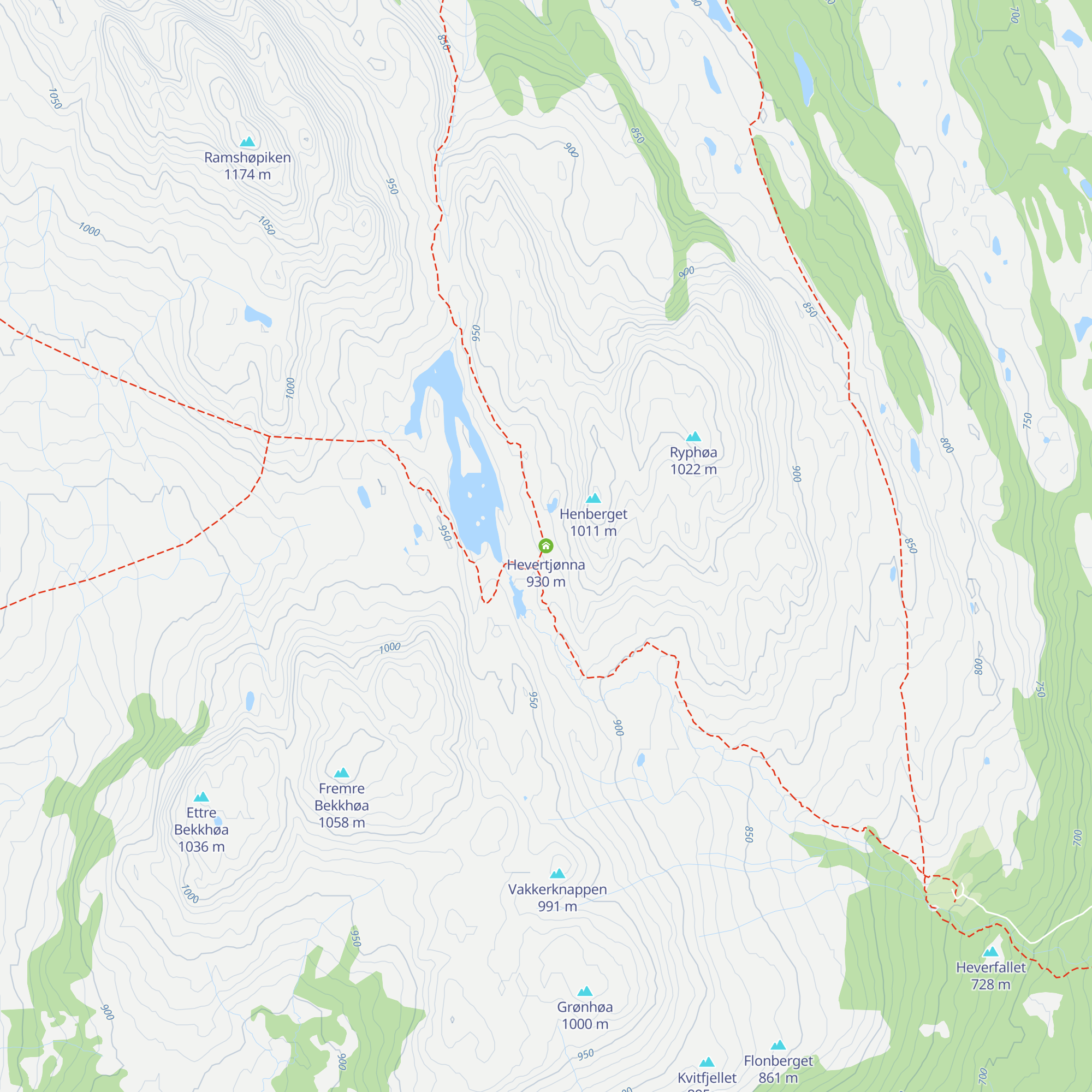 Hevertjønna map