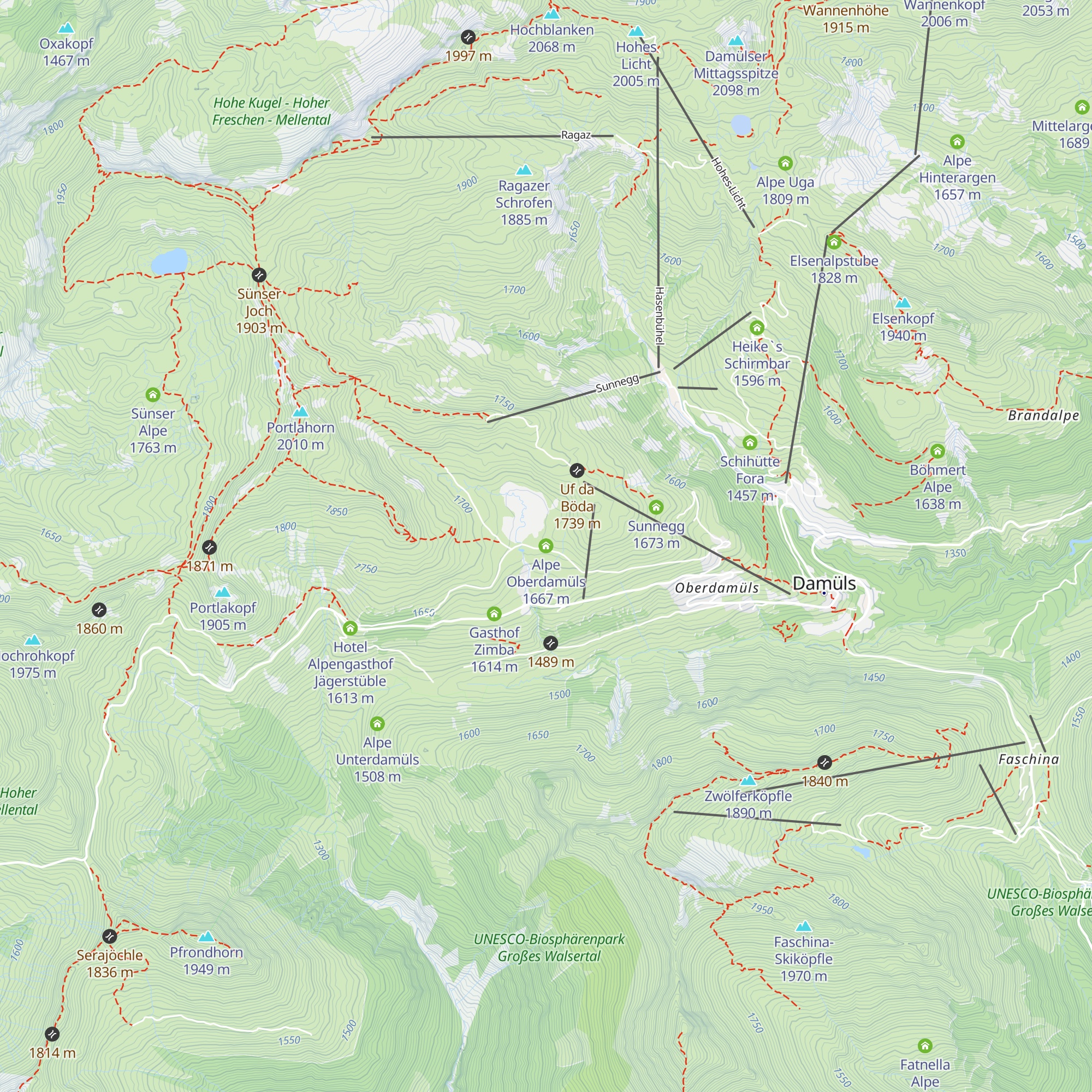 Alpe Oberdamüls map