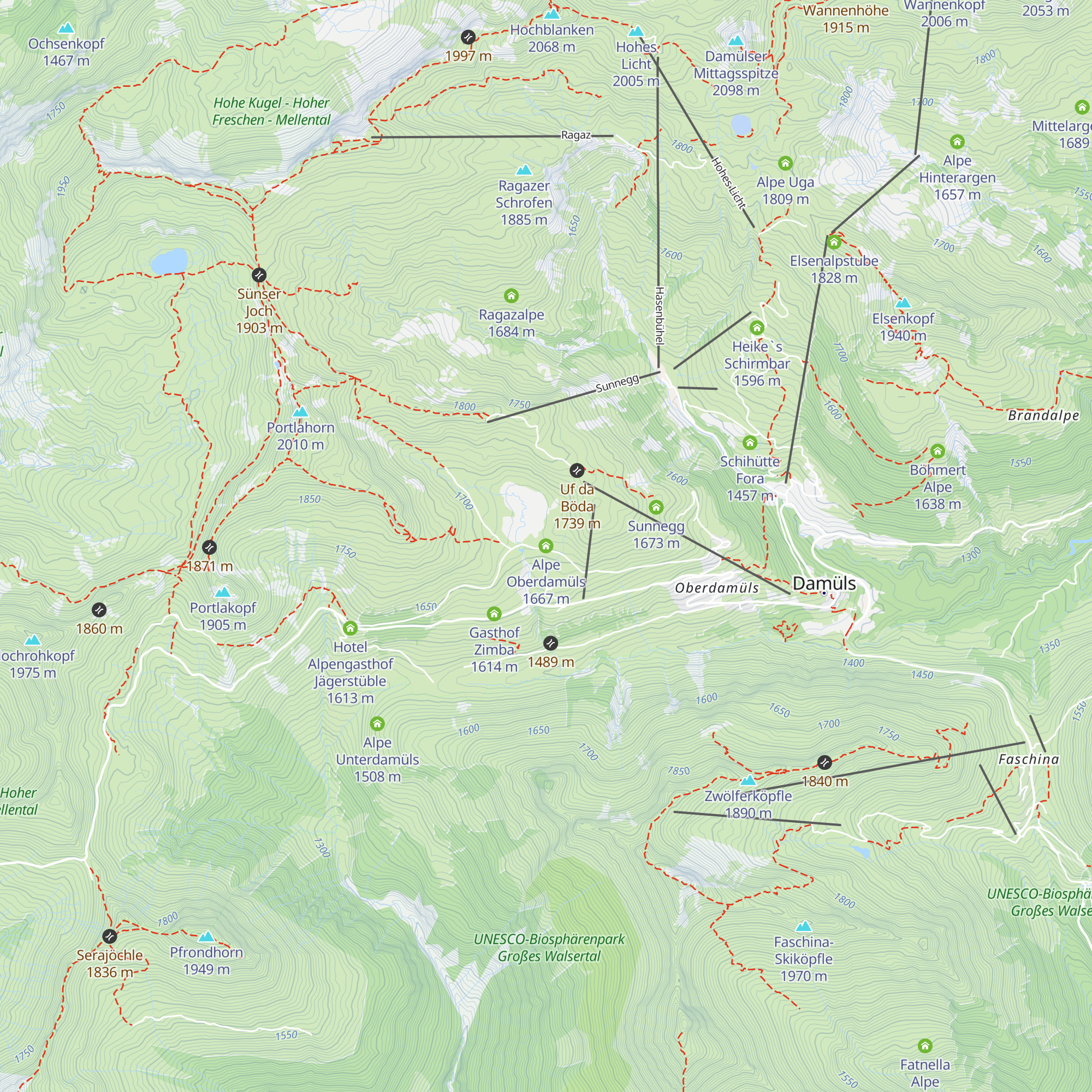 Alpe Oberdamüls map