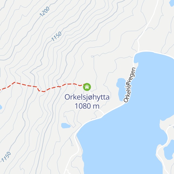 Map of Orkelsjøhytta