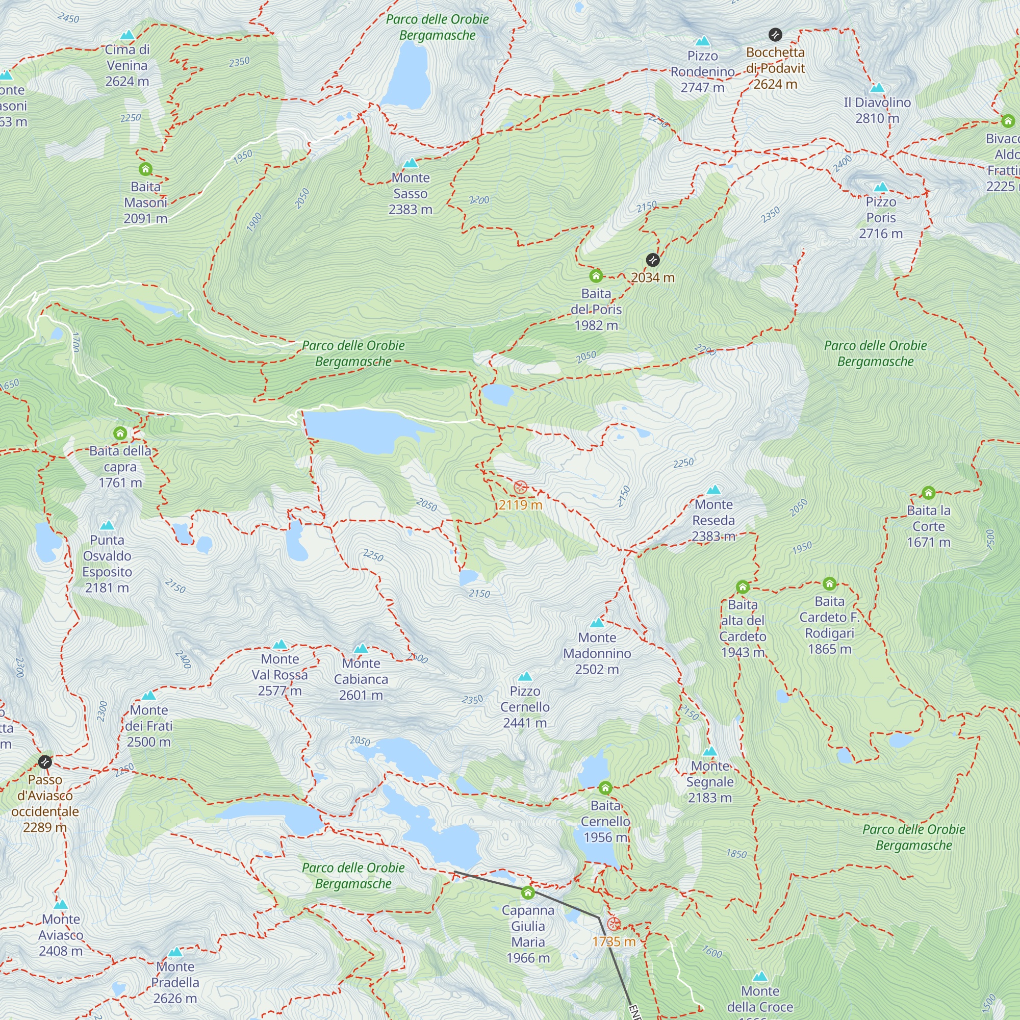 Baita Pian dell'Asino map