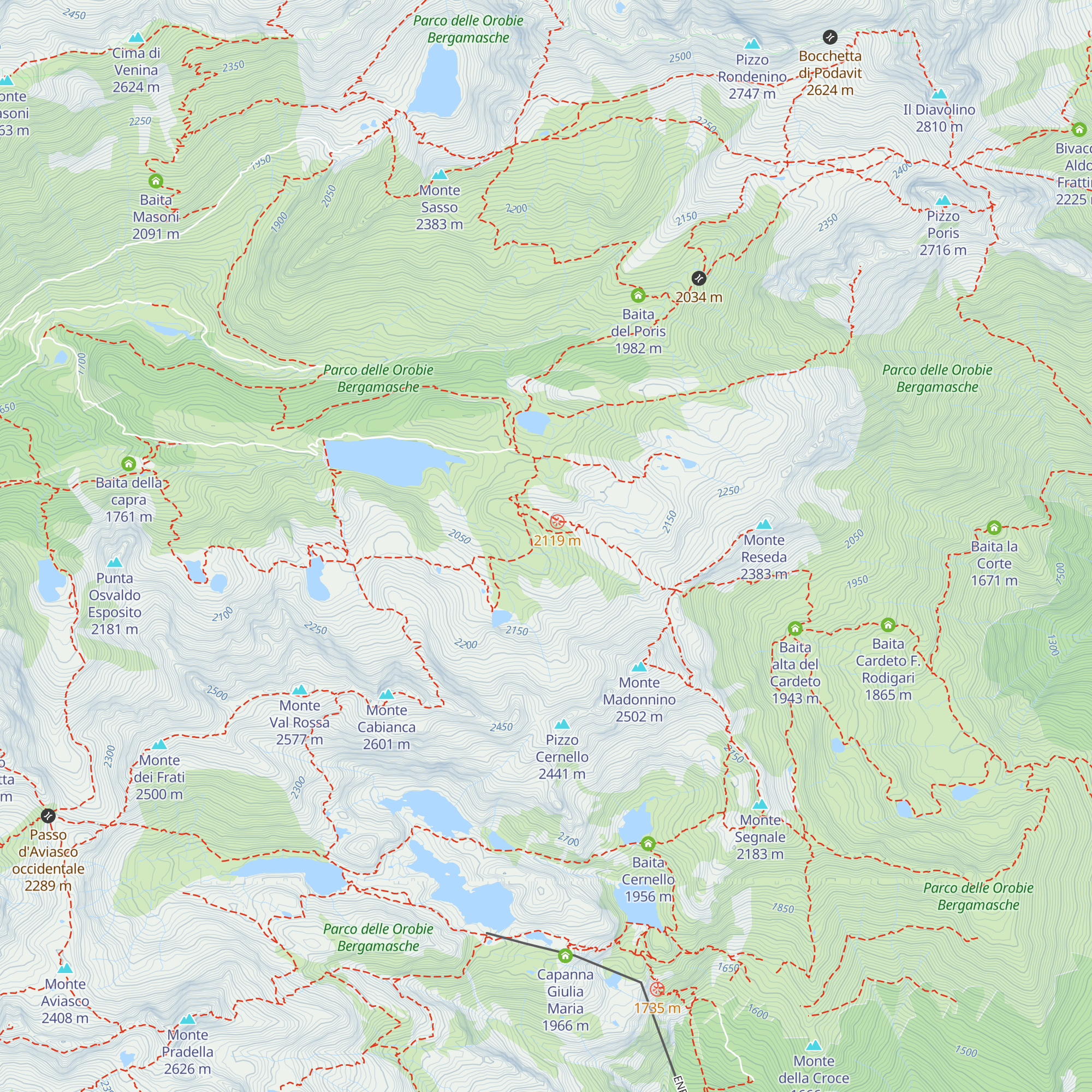 Baita Pian dell'Asino map