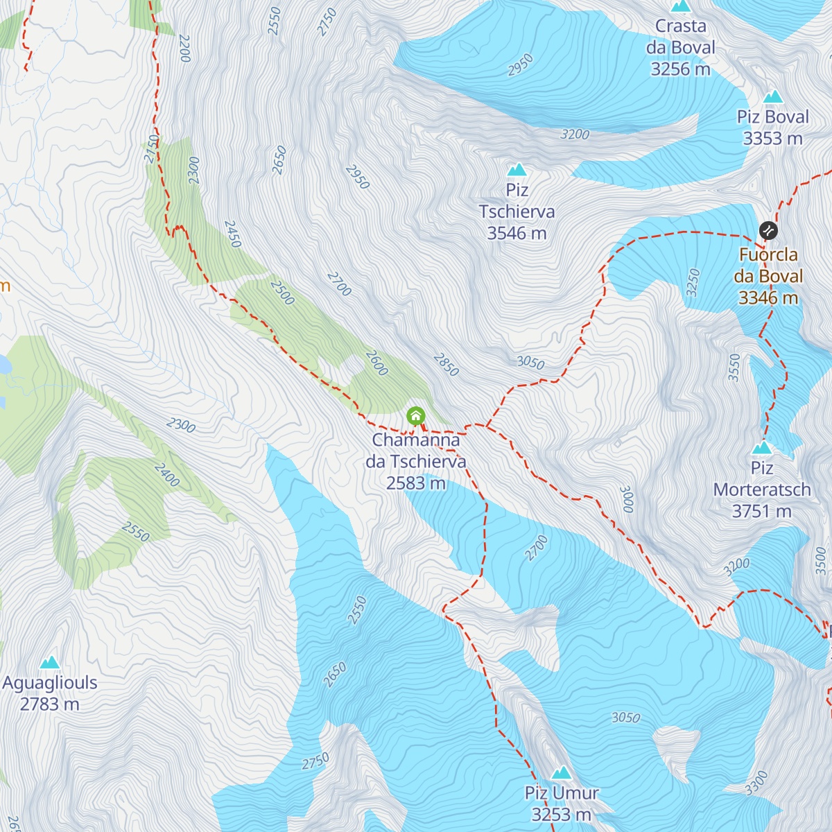 Chamanna da Tschierva map