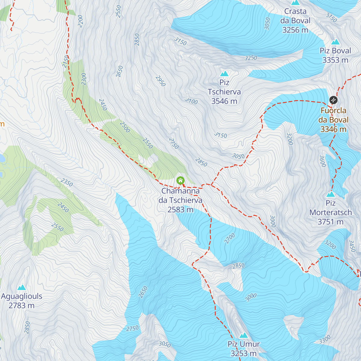 Chamanna da Tschierva map