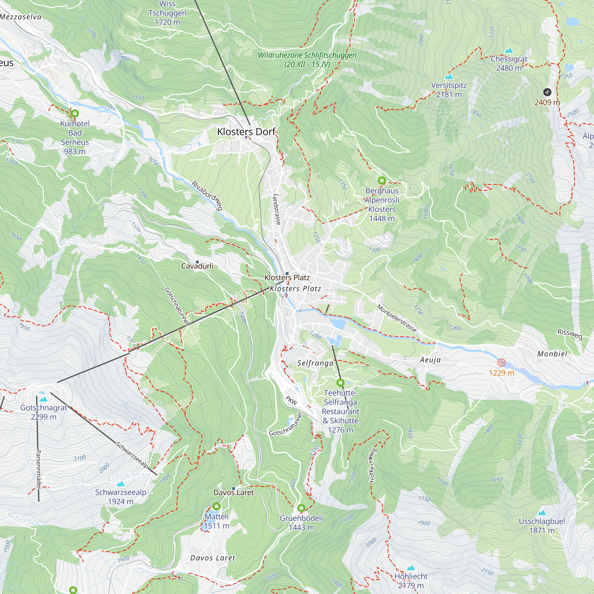 Destination Davos Klosters map