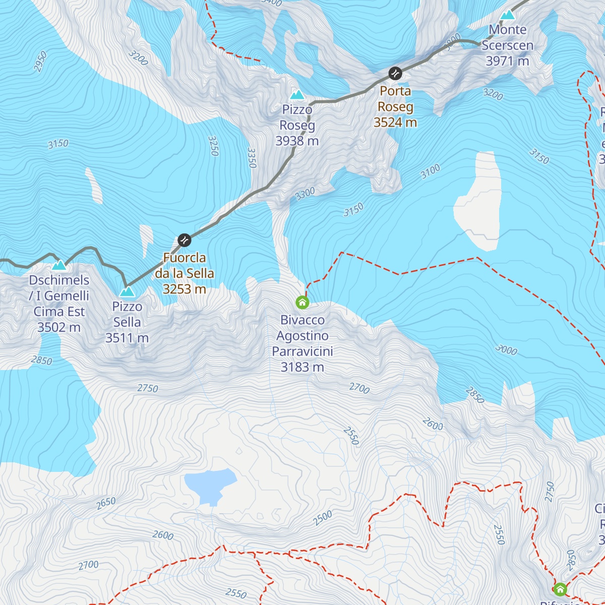 Bivacco Agostino Parravicini map