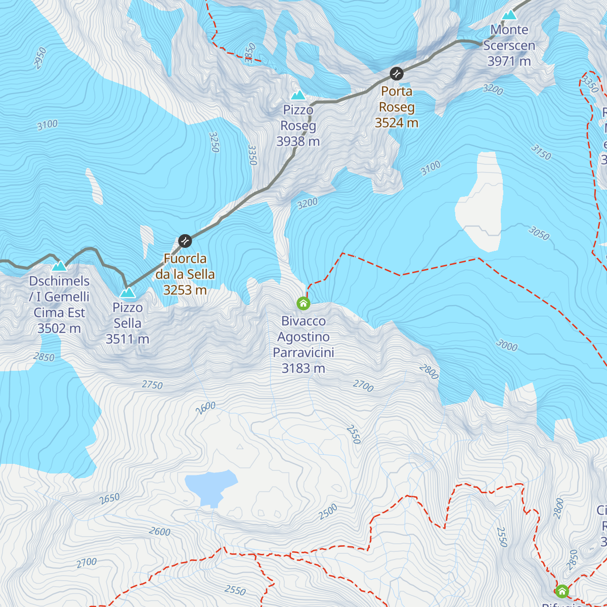 Bivacco Agostino Parravicini map