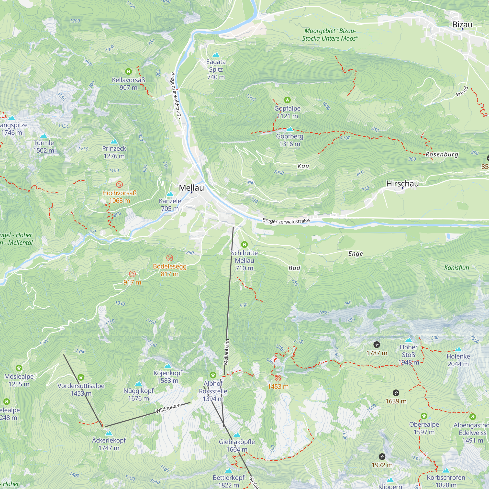 Schihütte Mellau map