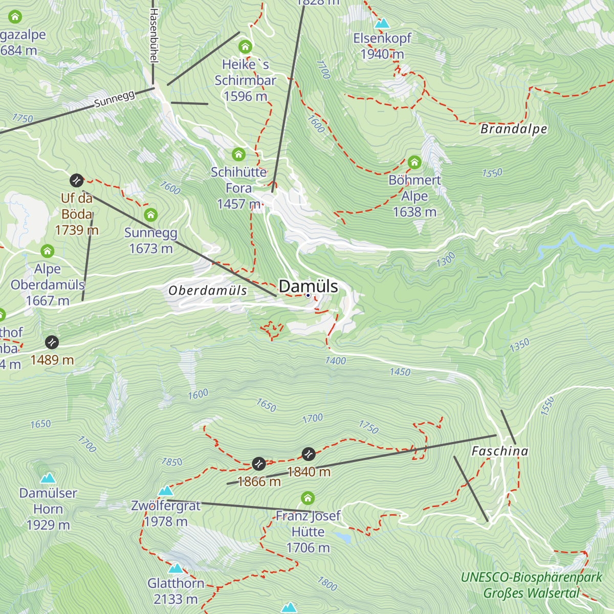 Touristinfo Damüls map