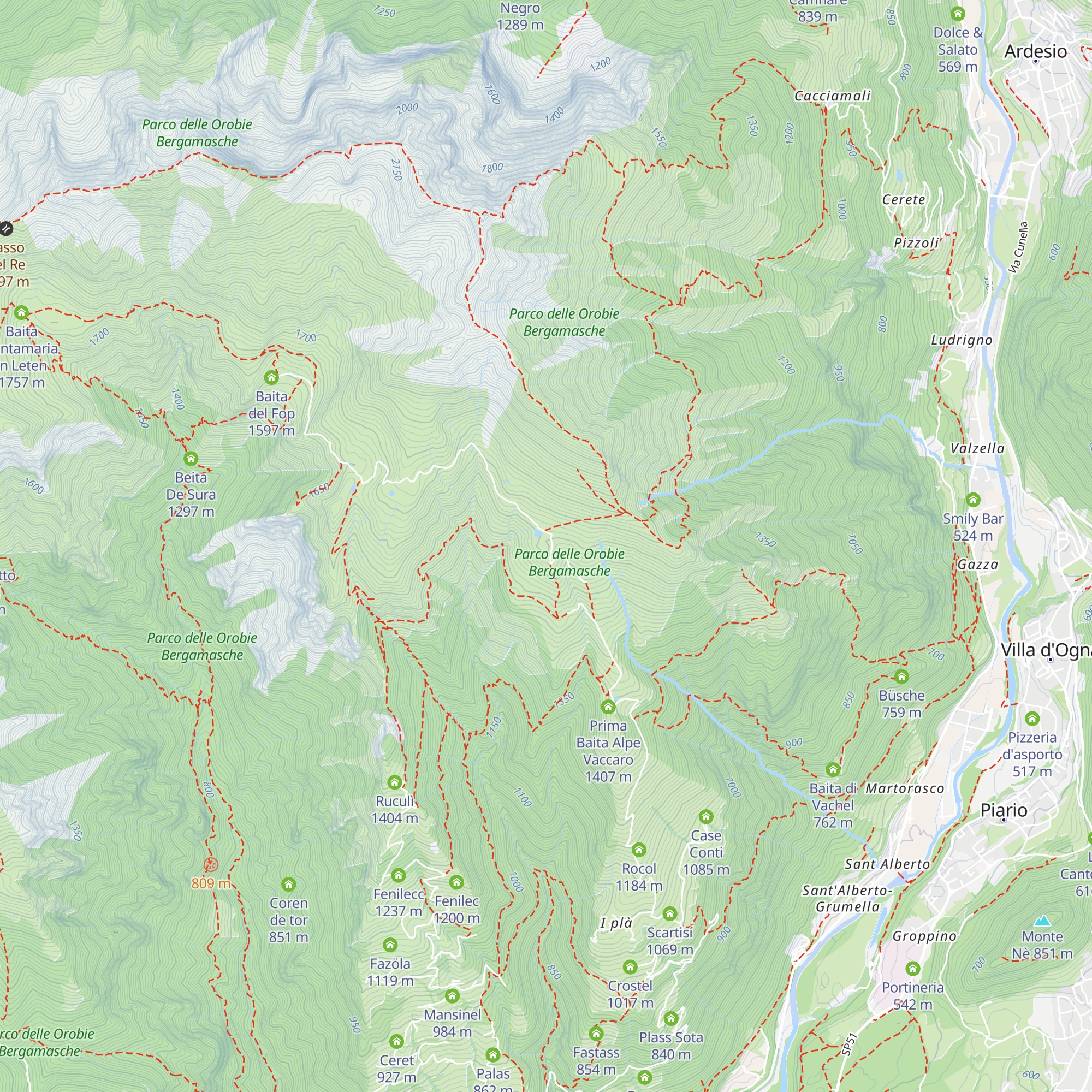 Terza Baita Alpe Vaccaro map