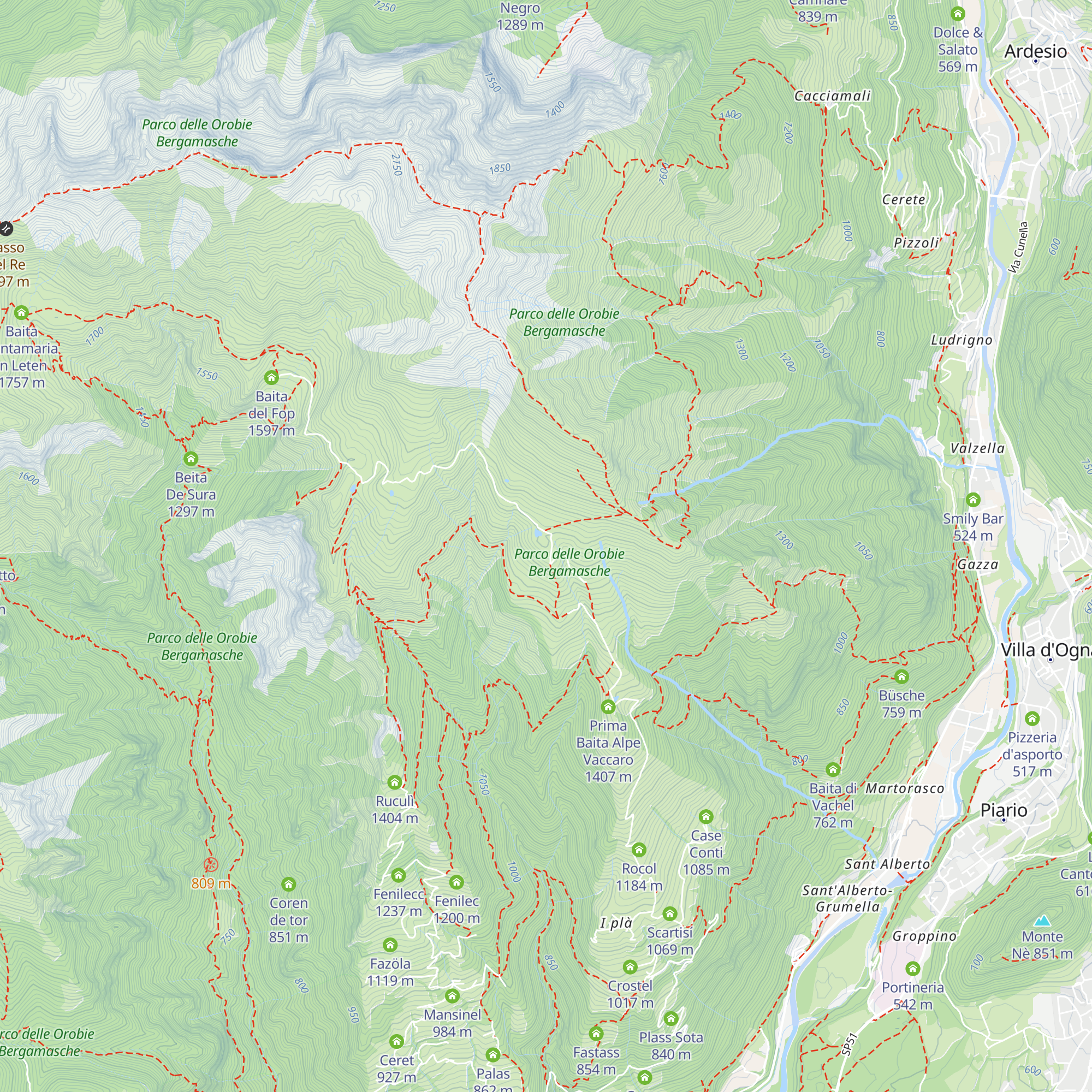 Terza Baita Alpe Vaccaro map